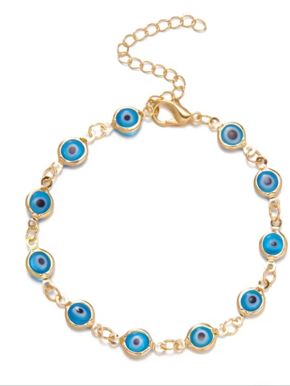Gold-Tone Blue Evil Eye Link Bracelet - Women's Jewelry